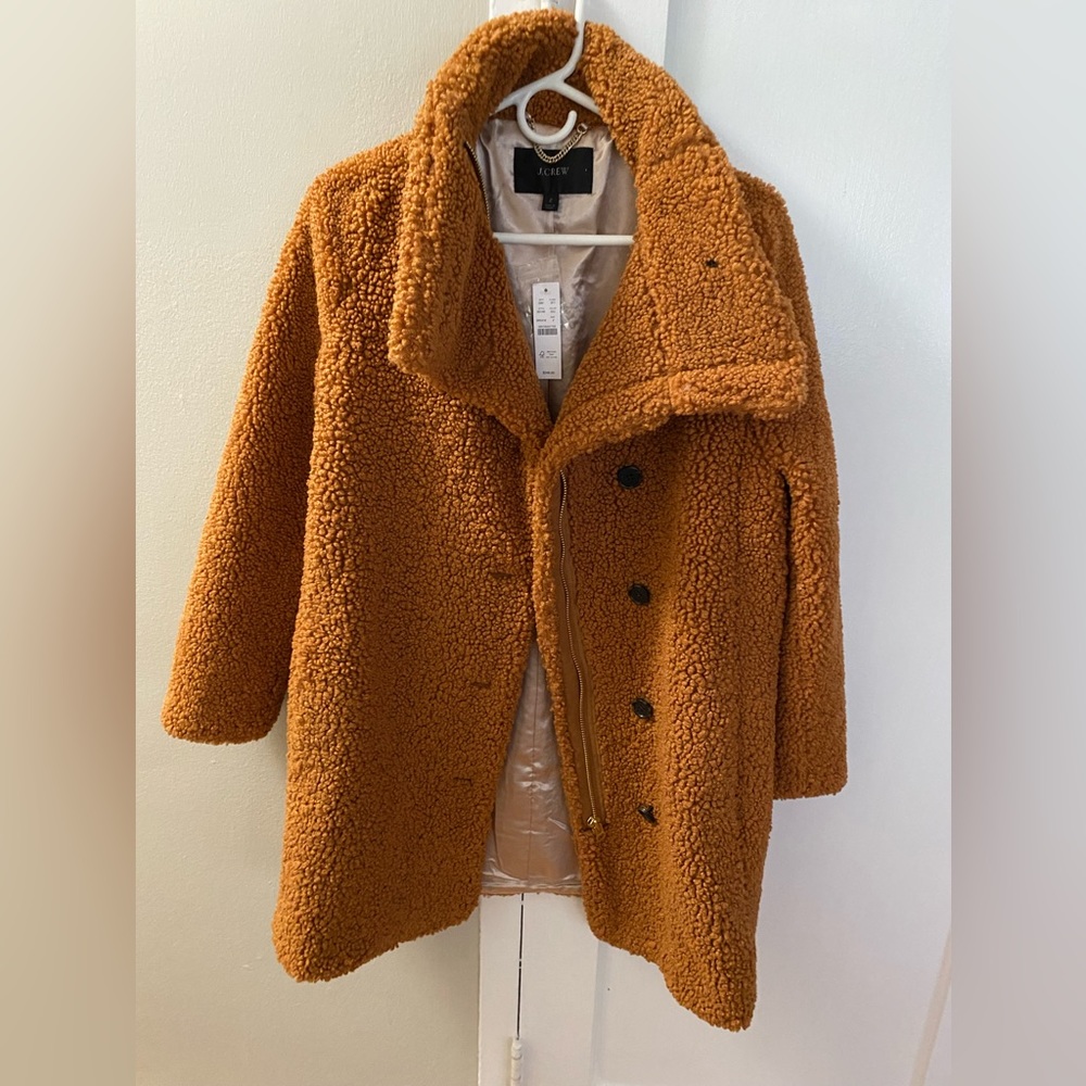 J.Crew Teddy Coat, Size 2, Worn Once, Beautiful color.